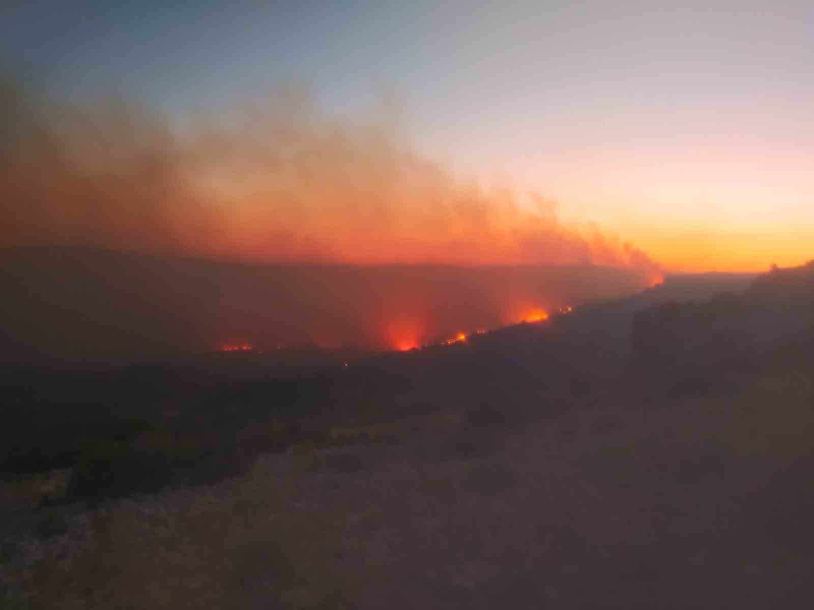 MERSİN'İN GÜLNAR İLÇESİNDE AKŞAM SAATLERİNDE ÇIKAN ORMAN YANGINI GECE DE