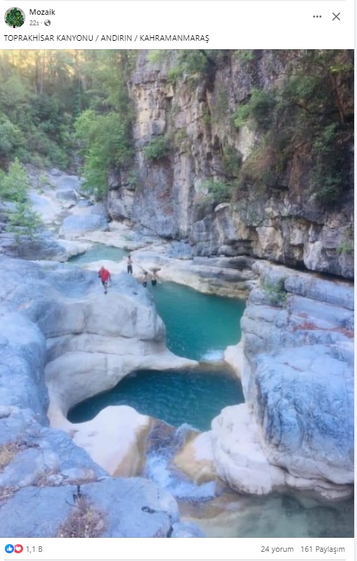 Andırın ilçesindeki kanyon, uzun vadisi, buz gibi turkuaz rengindeki suyu,