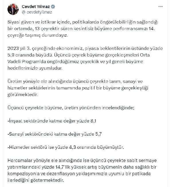 cevdet yilmaz en iyi buyume performansi gosteren birinci ulke konumundayiz c8844ba