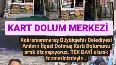 Büyükşehir Belediyesi otobüslerinde kullanılan ‘Kart Dolum Merkezi’ Andırın dolum şubesi