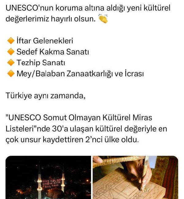 ANKARA, (DHA)- KÜLTÜR ve Turizm Bakanı Mehmet Nuri Ersoy, Türkiye’nin