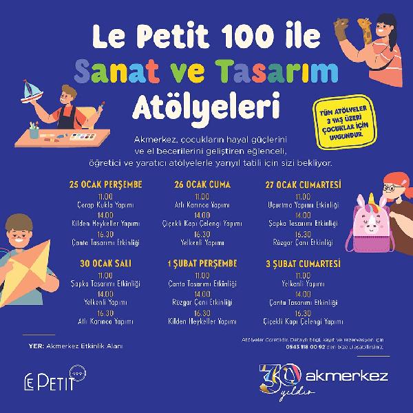 İSTANBUL, (DHA)- Akmerkez, 25 Ocak-3 Şubat tarihleri arasında çocuklara özel sömestir atölyeleri