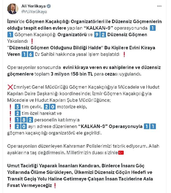 İzmir'de 11 göçmen kaçakçısı ve 92 düzensiz göçmen yakalandı
