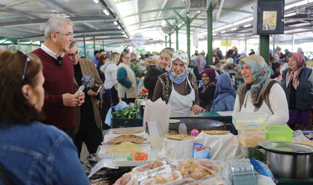 MEZİTLİ BELEDİYE BAŞKANI NEŞET TARHAN, KADIN ÜRETİCİ PAZARLARINI GEZEREK, ÜRETİCİLERLE