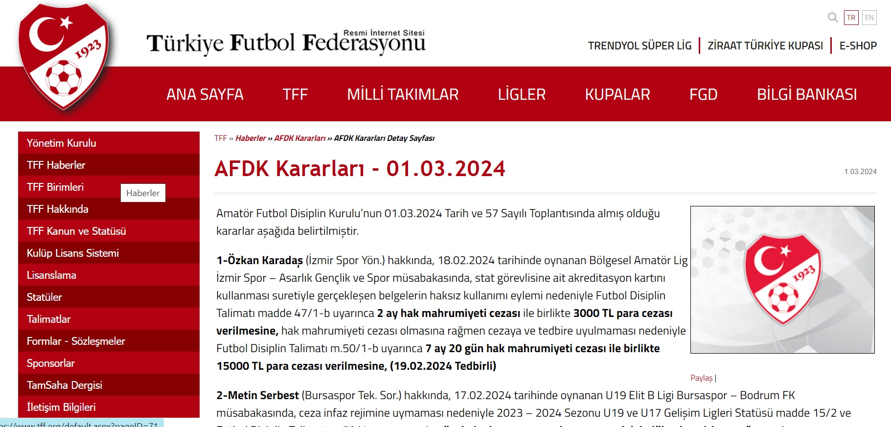 TFF, KAHRAMANMARAŞ DİSİPLİN KURULUNU YOK SAYDI 2 afd2