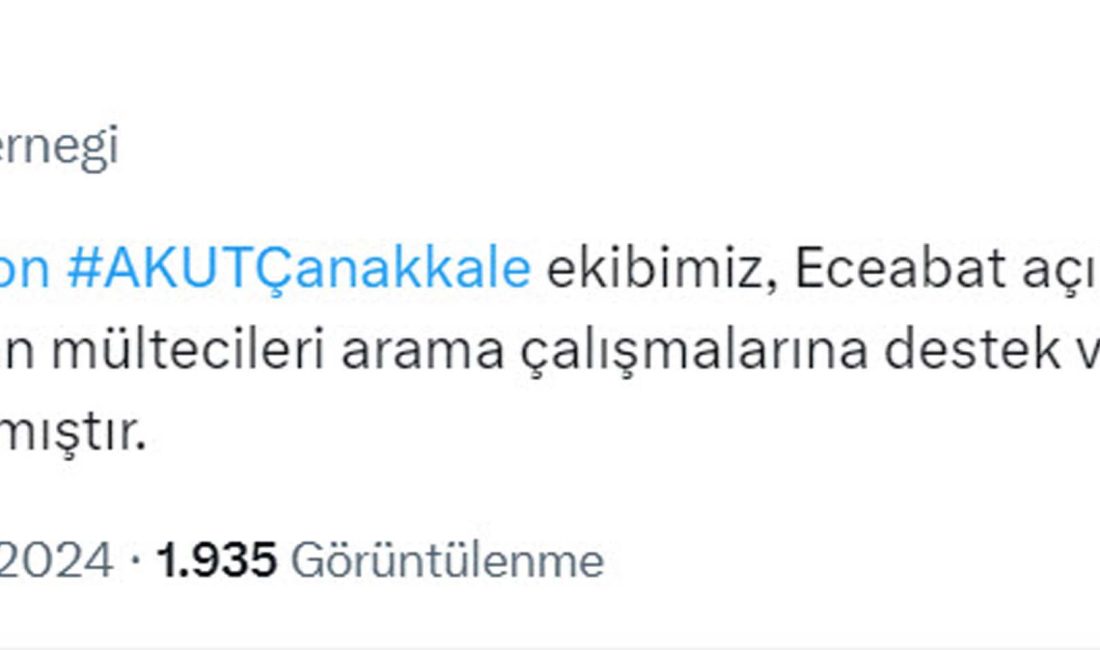 Cemhan ŞEN/ÇANAKKALE, – ÇANAKKALE’nin Eceabat ilçesi açıklarında kaçak göçmenleri taşıyan