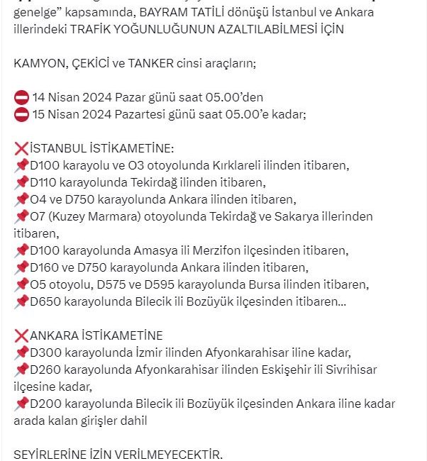 ANKARA, – İÇİŞLERİ Bakanı Ali Yerlikaya, bayram tatili dönüşünde kamyon,