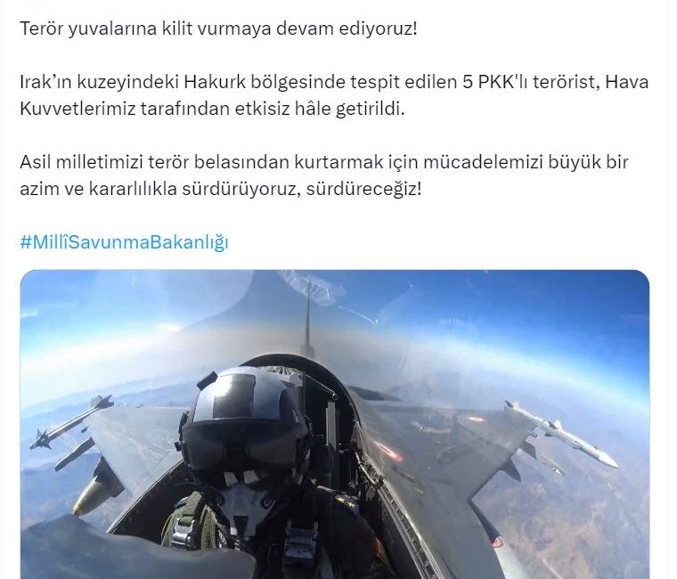 ANKARA, – MİLLİ Savunma Bakanlığı (MSB), Irak’ın kuzeyindeki Hakurk bölgesinde