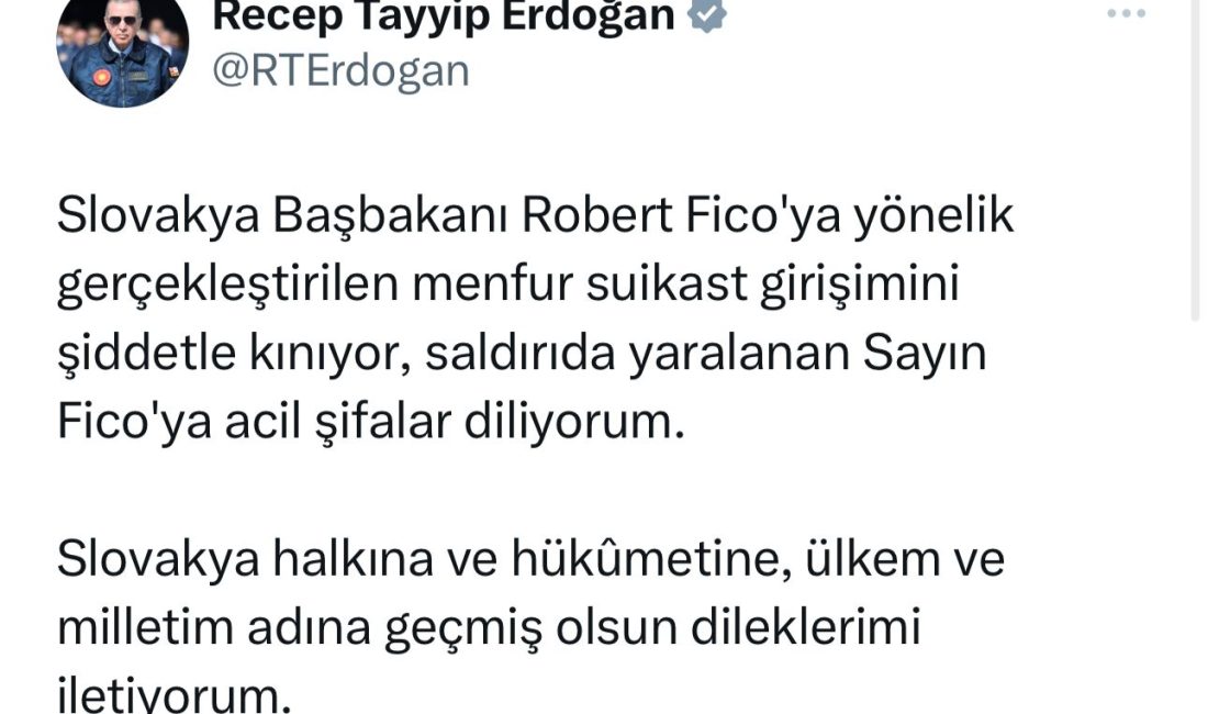 Cumhurbaşkanı Recep Tayyip Erdoğan, Slovakya Başbakanı Robert Fico’nun maruz kaldığı
