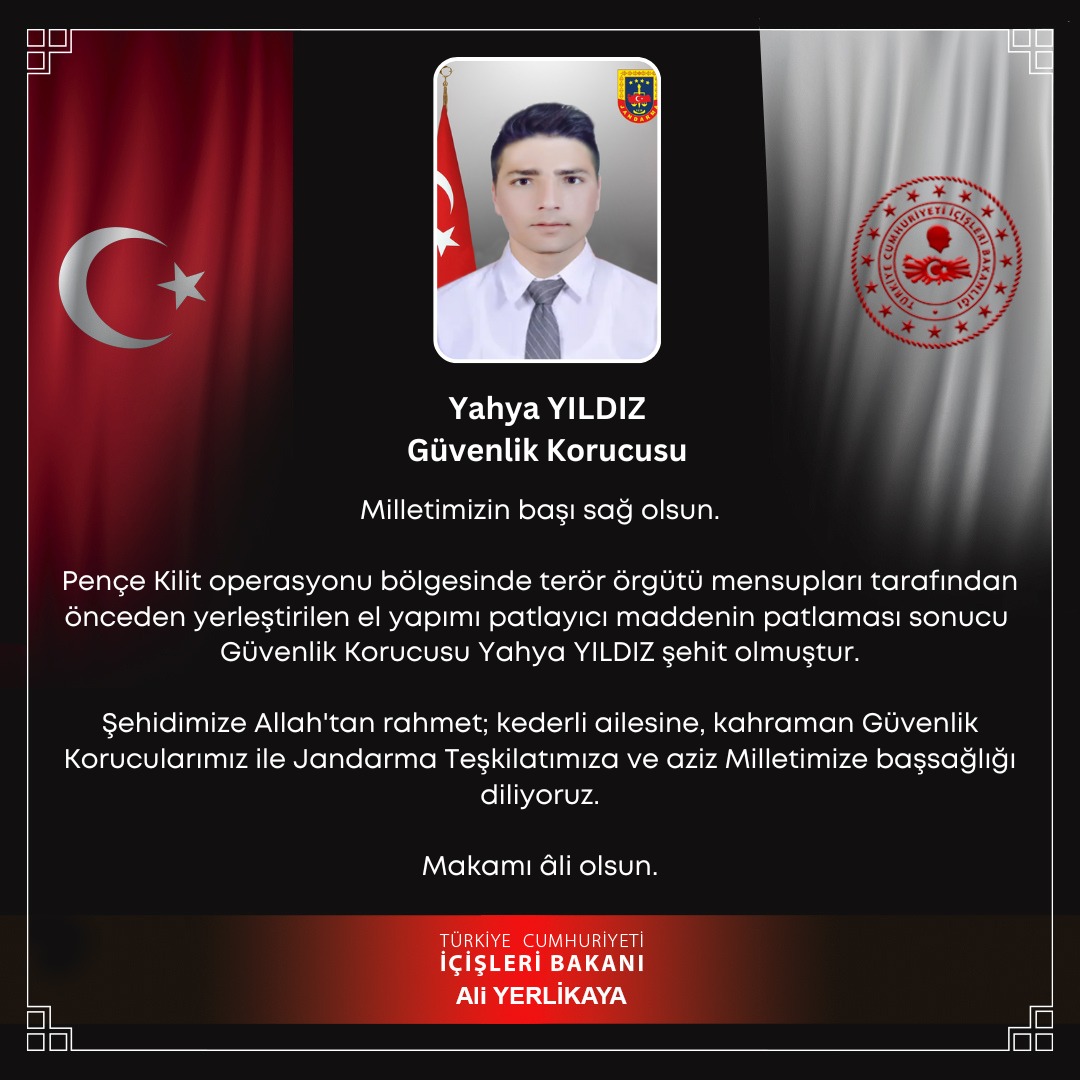 icisleri pence kilit bolgesinde 1 guvenlik korucu sehit oldu 664f052c8e167