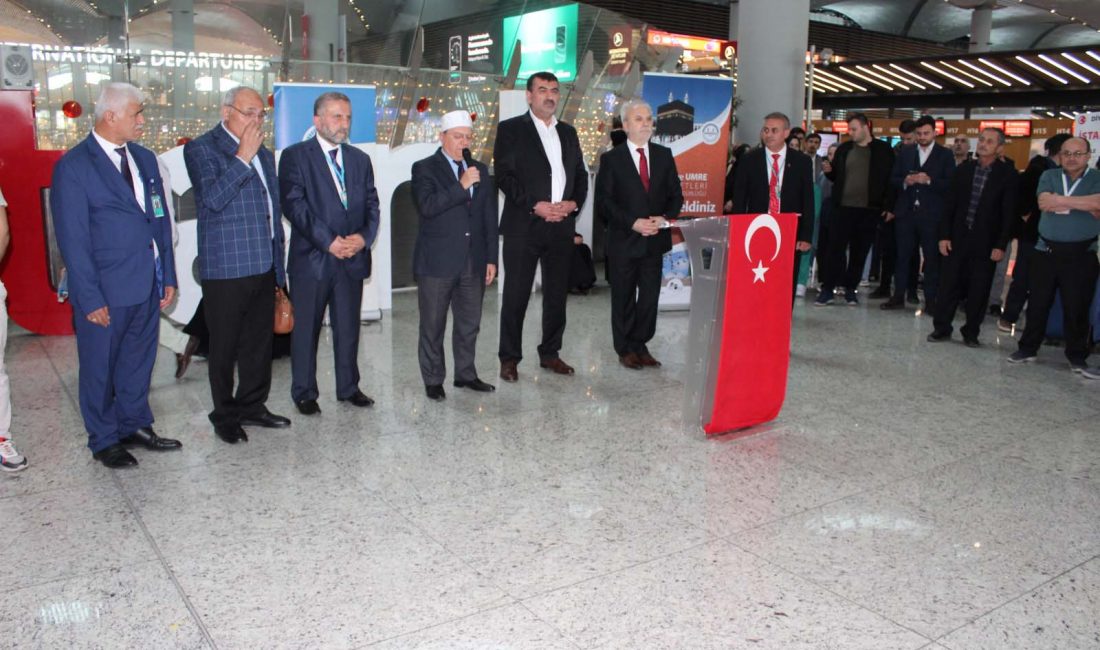 İstanbul Havalimanı’ndaki uğurlama töreninde Diyanet İşleri Başkanlığı tarafından düzenlenen organizasyonda
