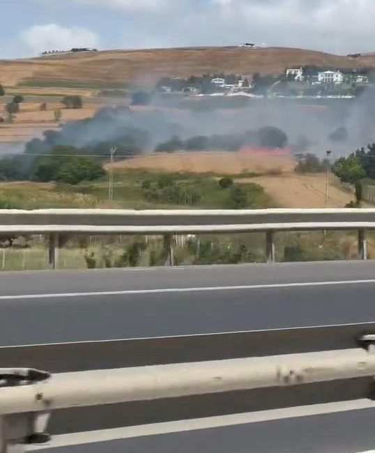Silivri Selimpaşa’da anız tarlasında çıkan yangın büyüyor. Alevler, yerleşim alanına