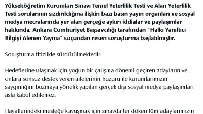Adalet Bakanı Yılmaz Tunç, Yükseköğretim Kurumları Sınavı sorularının sızdırıldığı iddialarına