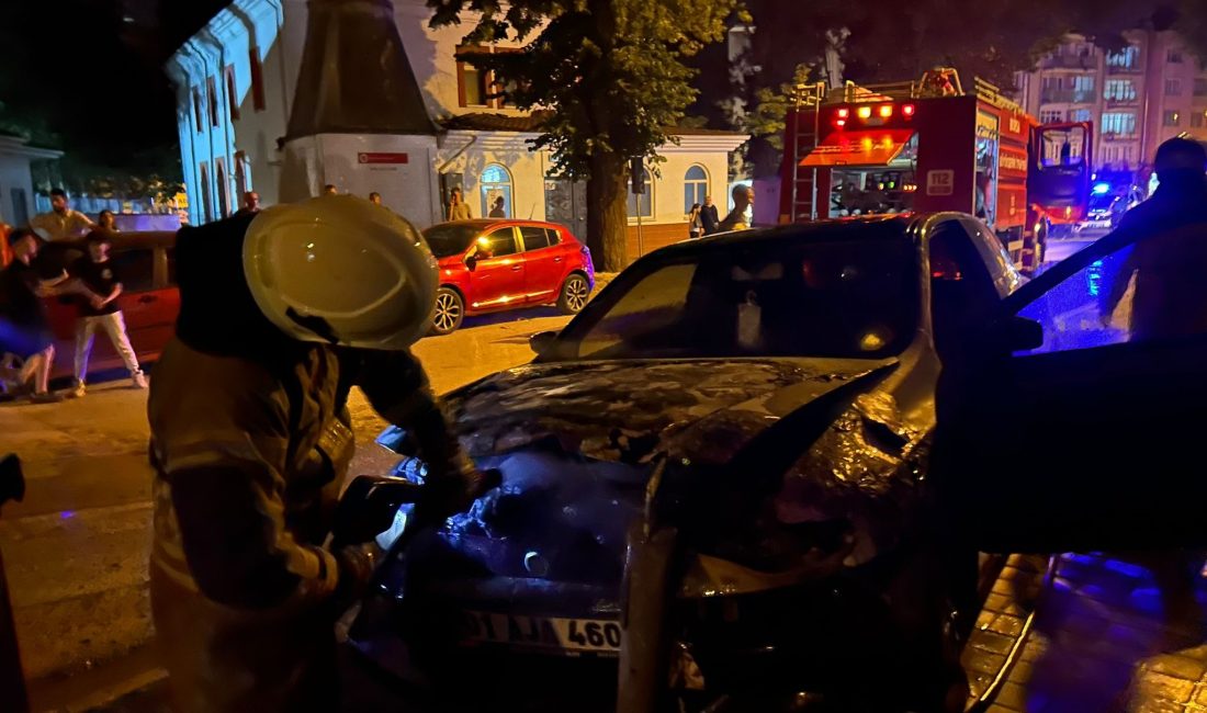 İnegöl ilçesinde park halindeyken elektrik aksamında meydana gelen arıza sonucu