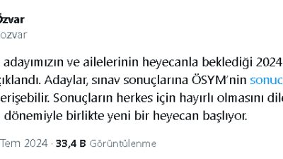 YÖK Başkanı Erol Özvar, Yükseköğretim Kurumları Sınavı (YKS) sonuçlarının açıklanmasıyla