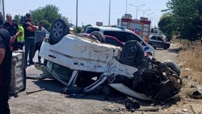 Kahramanmaraş’ın Türkoğlu ilçesinde otomobilin Takla atması sonucu yaşanan trafik kazasında