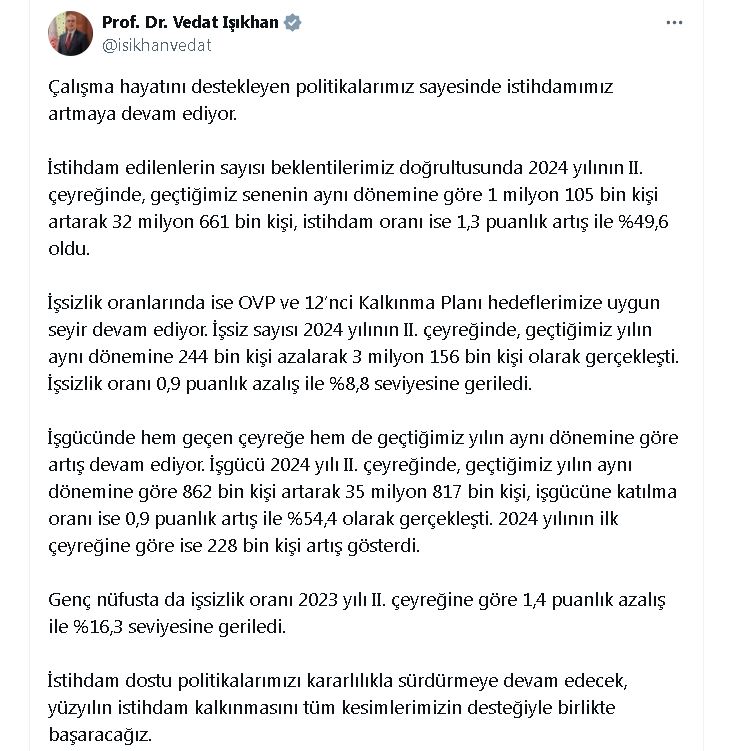 Bakan Işıkhan: Yüzyılın istihdam kalkınmasını birlikte başaracağız