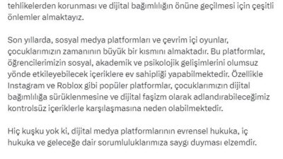 Milli Eğitim Bakanı Yusuf Tekin, çocukların dijital dünyada karşılaşabileceği tehlikelere
