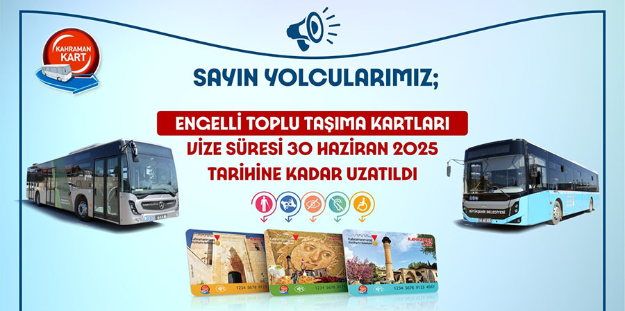 Büyükşehir Belediyesi, engelli toplu taşıma kartlarının vize sürelerinin 30 Haziran