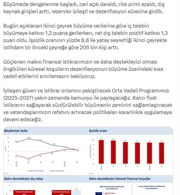 ANKARA, – HAZİNE ve Maliye Bakanı Mehmet Şimşek, ekonomide büyüme