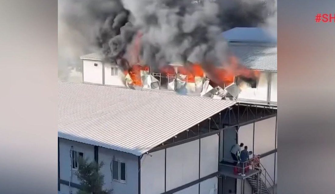 Kahramanmaraş’ta  işçilerin barındığı konteynerde yangın çıktı. 