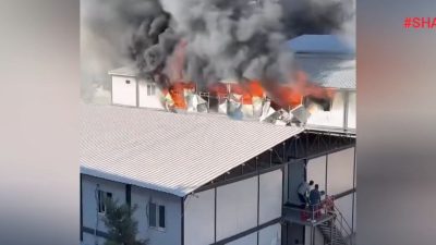Kahramanmaraş’ta  işçilerin barındığı konteynerde yangın çıktı. 