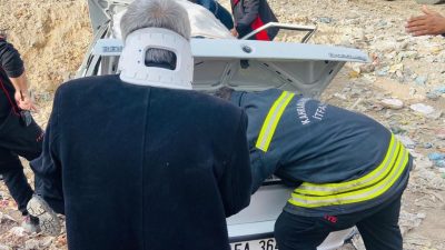 Kahramanmaraş’ın Elbistan ilçesinde sürücüsü kontrolünü kaybettiği otomobil ile takla attı.
