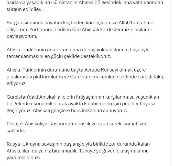 ANKARA, – DIŞİŞLERİ Bakanı Hakan Fidan, “Ahıska Türklerinin ana vatanlarına