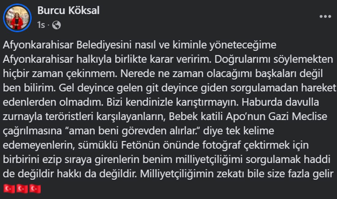 Ali Fuat GÜÇLÜER/AFYONKARAHİSAR, – AFYONKARAHİSAR Belediye Başkanı Burcu Köksal, erede