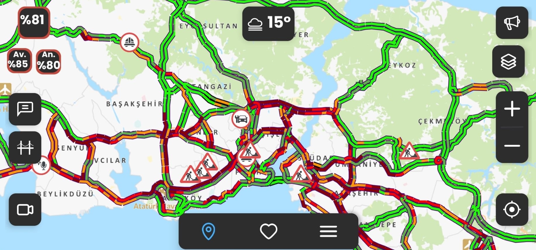 İstanbul İstanbul'da trafik yoğunluğu yüzde 81'e ulaştı