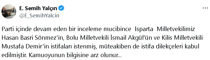 ANKARA, – MHP Genel Başkan Yardımcısı Semih Yalçın, Isparta Milletvekili