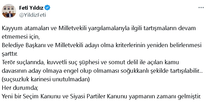 MHP'li Yıldız: Yeni bir seçim kanunu ve siyasi partiler kanunu yapmanın zamanı gelmiştir