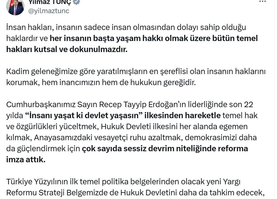Eda KOÇ/ANKARA, – ADALET Bakanı Yılmaz Tunç, “Uluslararası kuruluşlar ve