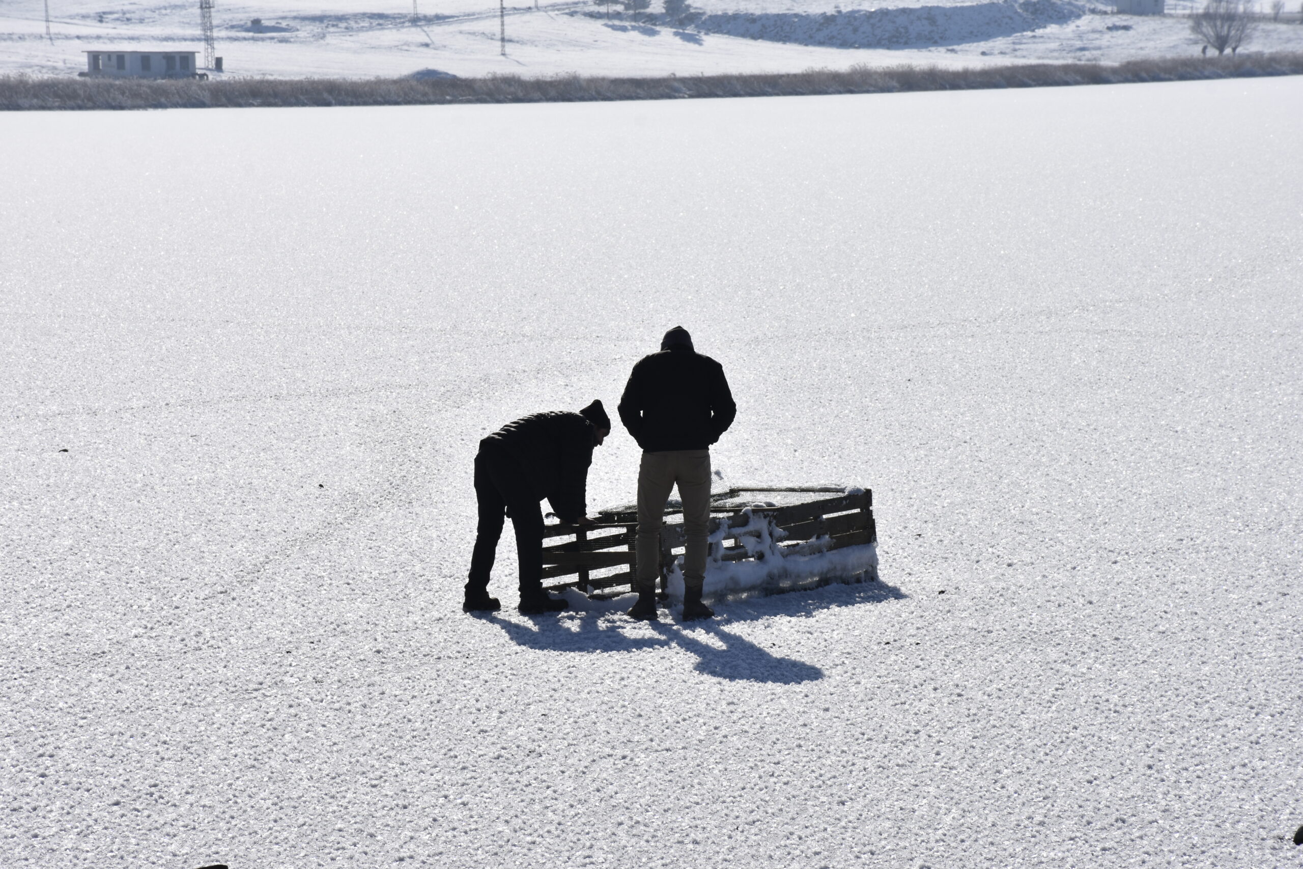 Buz tutan göllerde 'Eskimo' usulü balık avı