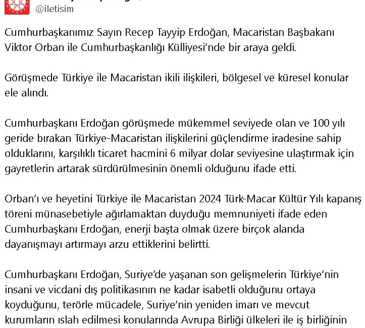 İLETİŞİM BAŞKANLIĞI GÖRÜŞMENİN DETAYLARINI