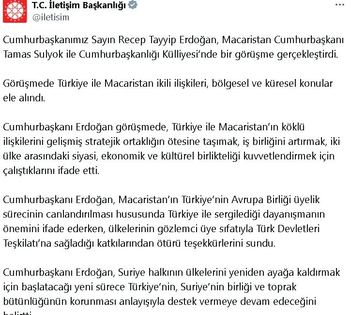 İLETİŞİM BAŞKANLIĞI GÖRÜŞMENİN DETAYLARINI