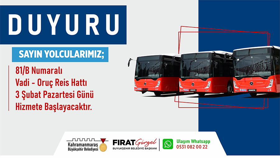 Büyükşehir Belediyesi, şehir merkezinde 81/B numaralı Vadi – Oruç Reis