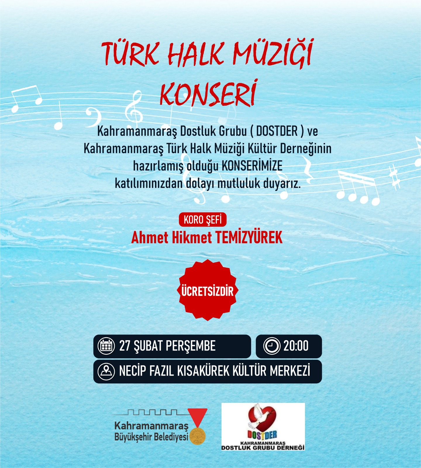 Büyükşehir’den Türk Halk Müziği Gecesine Davet Konser