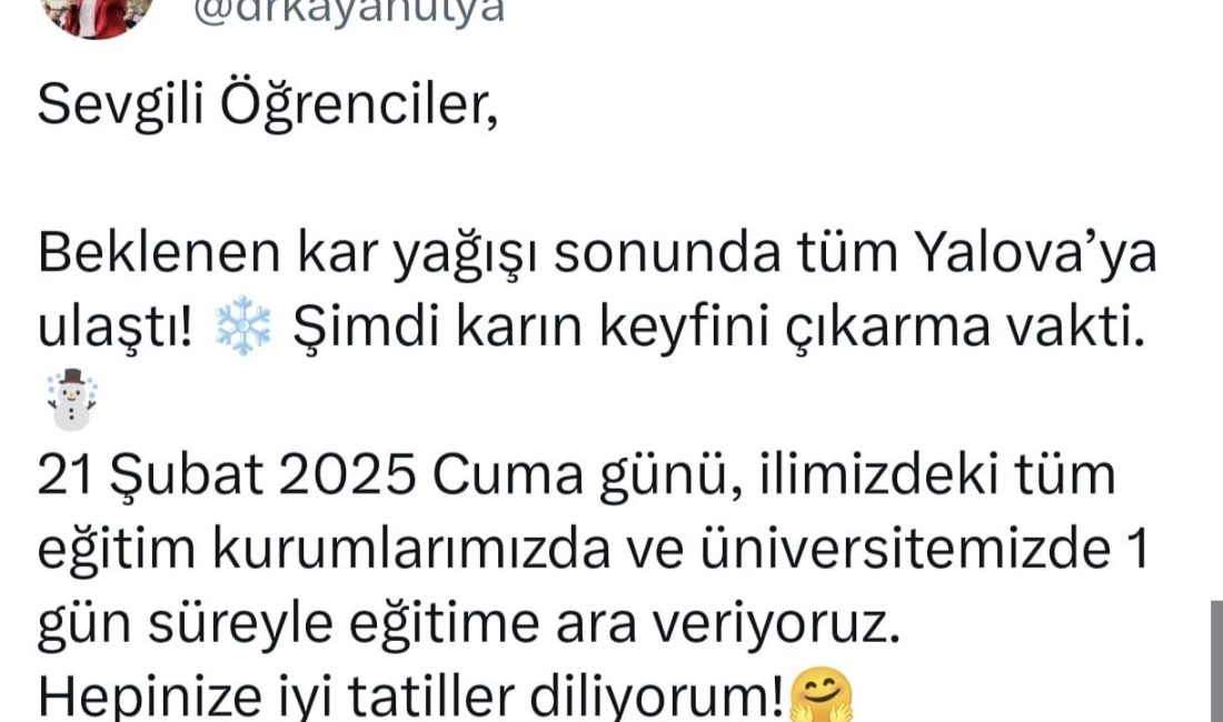 EĞİTİME 1 GÜN ARA VERİLDİ Yalova’da kar yağışı aralıklarla etkisini