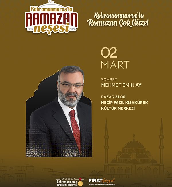 Büyükşehir Belediyesinin Ramazan etkinlikleri, 2 Mart Pazar günü Prof. Dr.