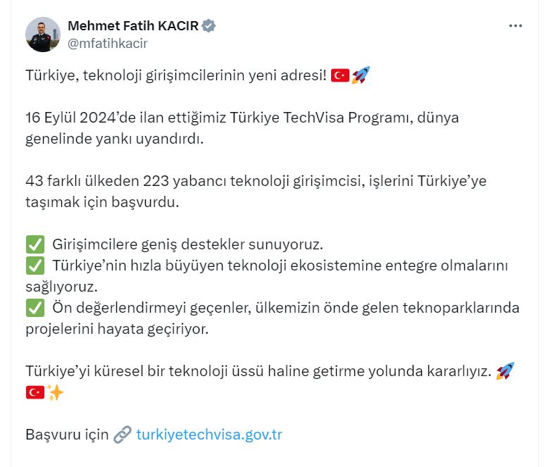 Bakan Kacır: 223 yabancı teknoloji girişimcisi, işlerini Türkiye'ye taşımak için başvurdu Bakan Kacır: 223 yabancı teknoloji girişimcisi, işlerini Türkiye'ye taşımak için başvurdu