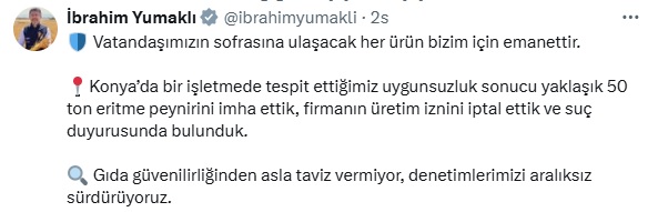 ANKARA, – TARIM ve Orman Bakanı İbrahim Yumaklı, Konya’da bir