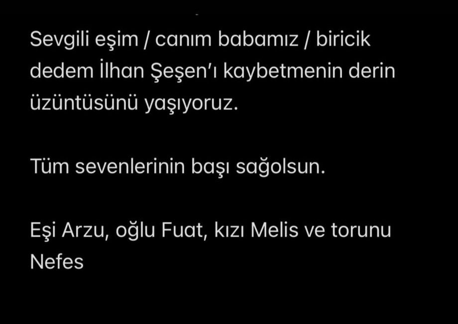 İSTANBUL Kanser tedavisi gören usta sanatçı İlhan Şeşen’den kötü haber