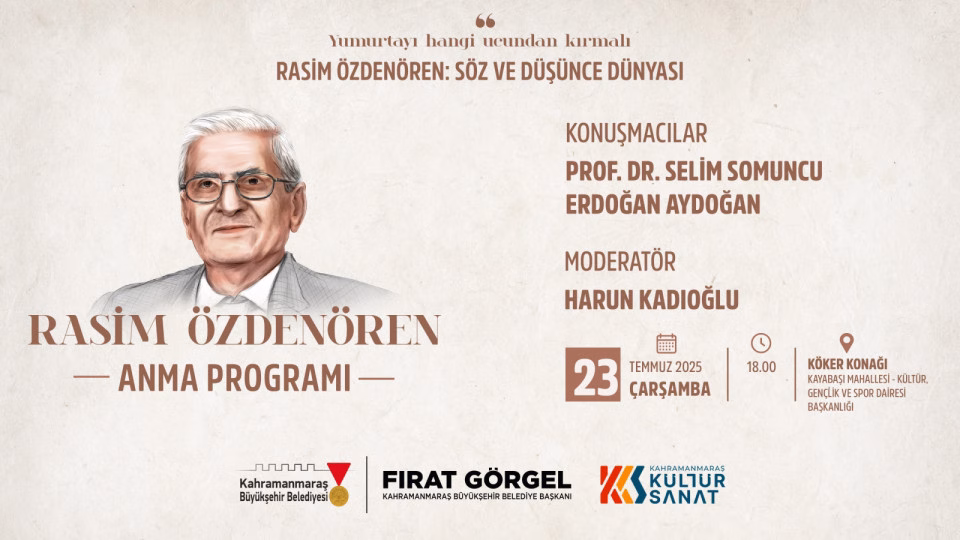 Büyükşehir Belediyesi, 23 Temmuz Çarşamba günü Köker Konağı’nda Rasim Özdenören’i