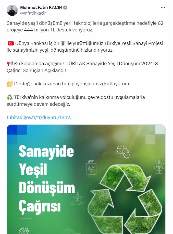 Bakan Kacır: projeye milyon lira destek veriyoruz