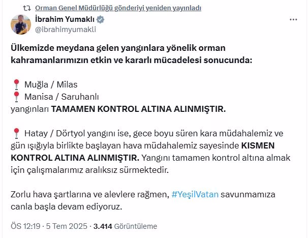 Muğla, Milas ve Manisa Saruhanlı'daki yangınlar kontrol altında