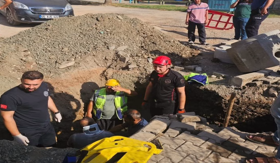 Kahramanmaraş’ta altyapı çalışması sırasında göçük altında kalan işçi yaralandı. 
