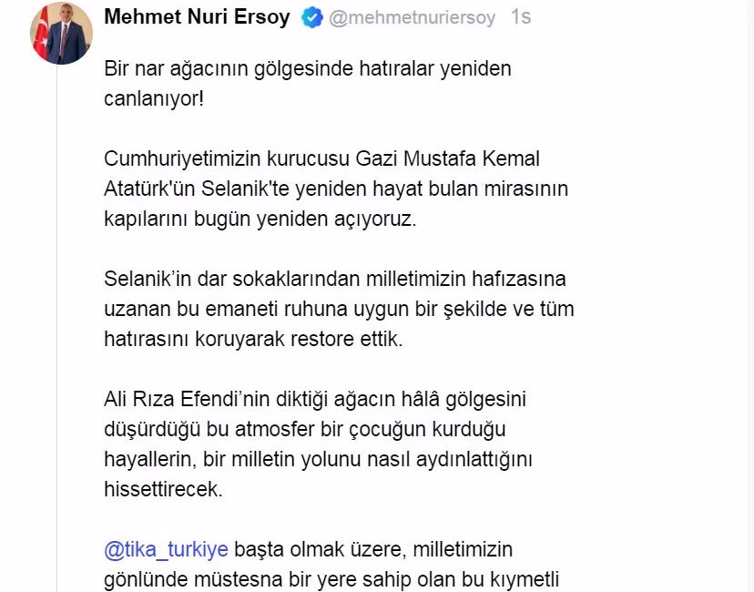ANKARA, – KÜLTÜR ve Turizm Bakanı Mehmet Nuri Ersoy, Türk