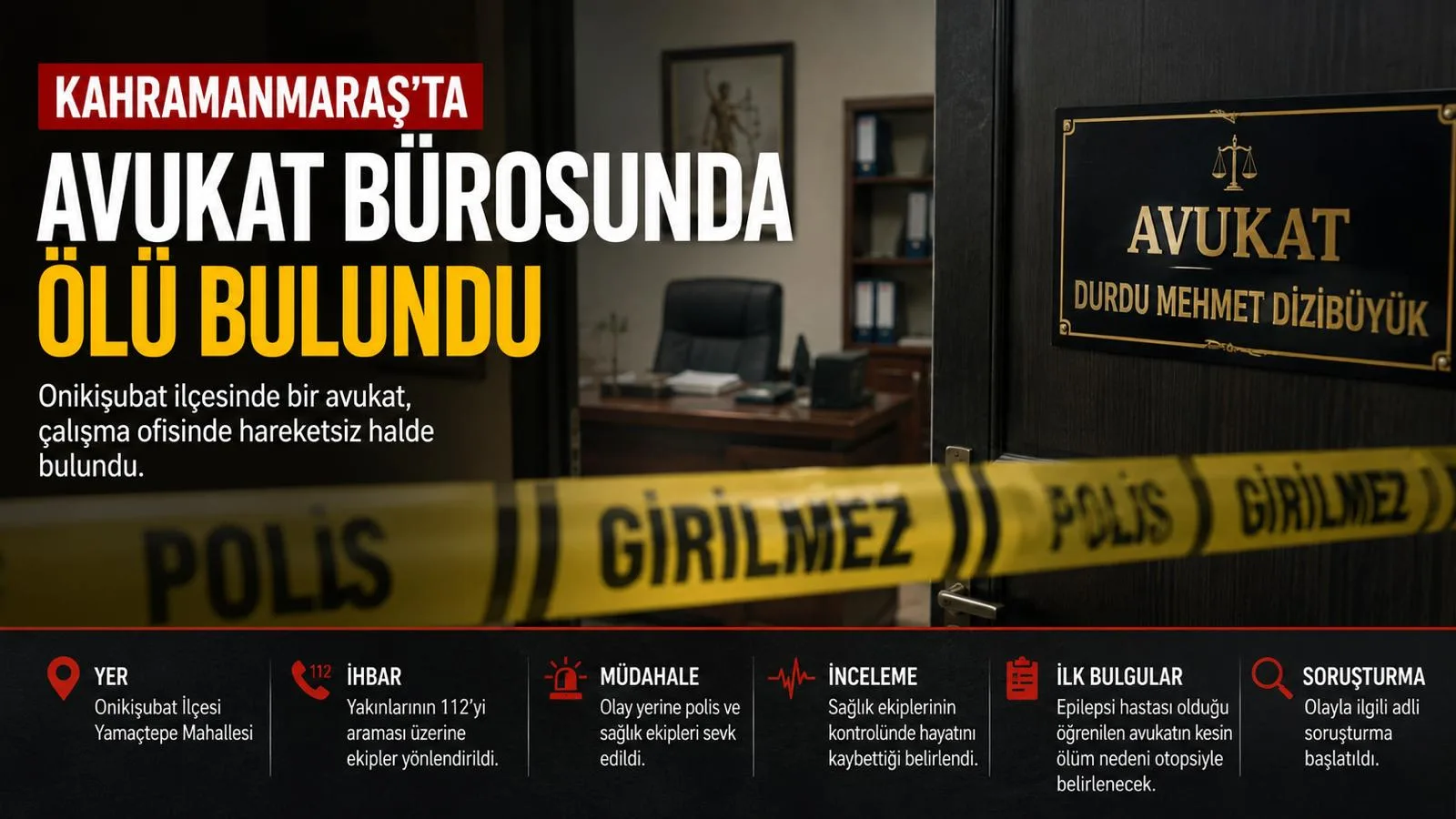 Kahramanmaraş’ta Avukat Bürosunda Şüpheli Ölüm