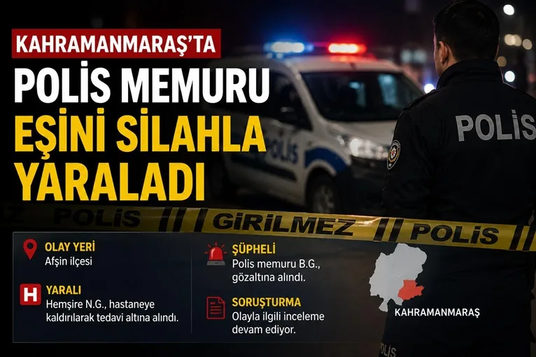 Kahramanmaraş’ta polis memuru eşini silahla yaraladı